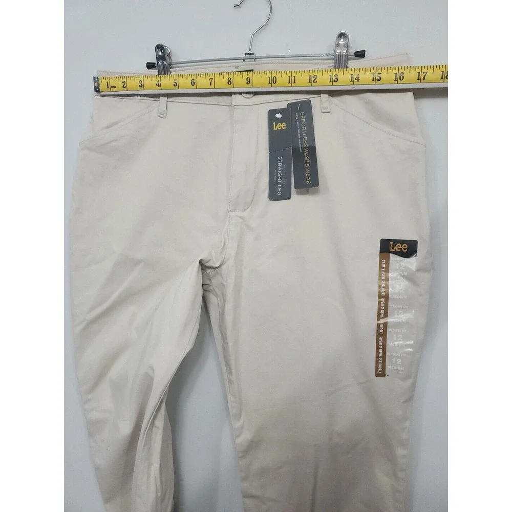 Lee Chino Pants‎ Relax Fit Women 12 Straight Leg Mid Rise Workwear Beige Khaki